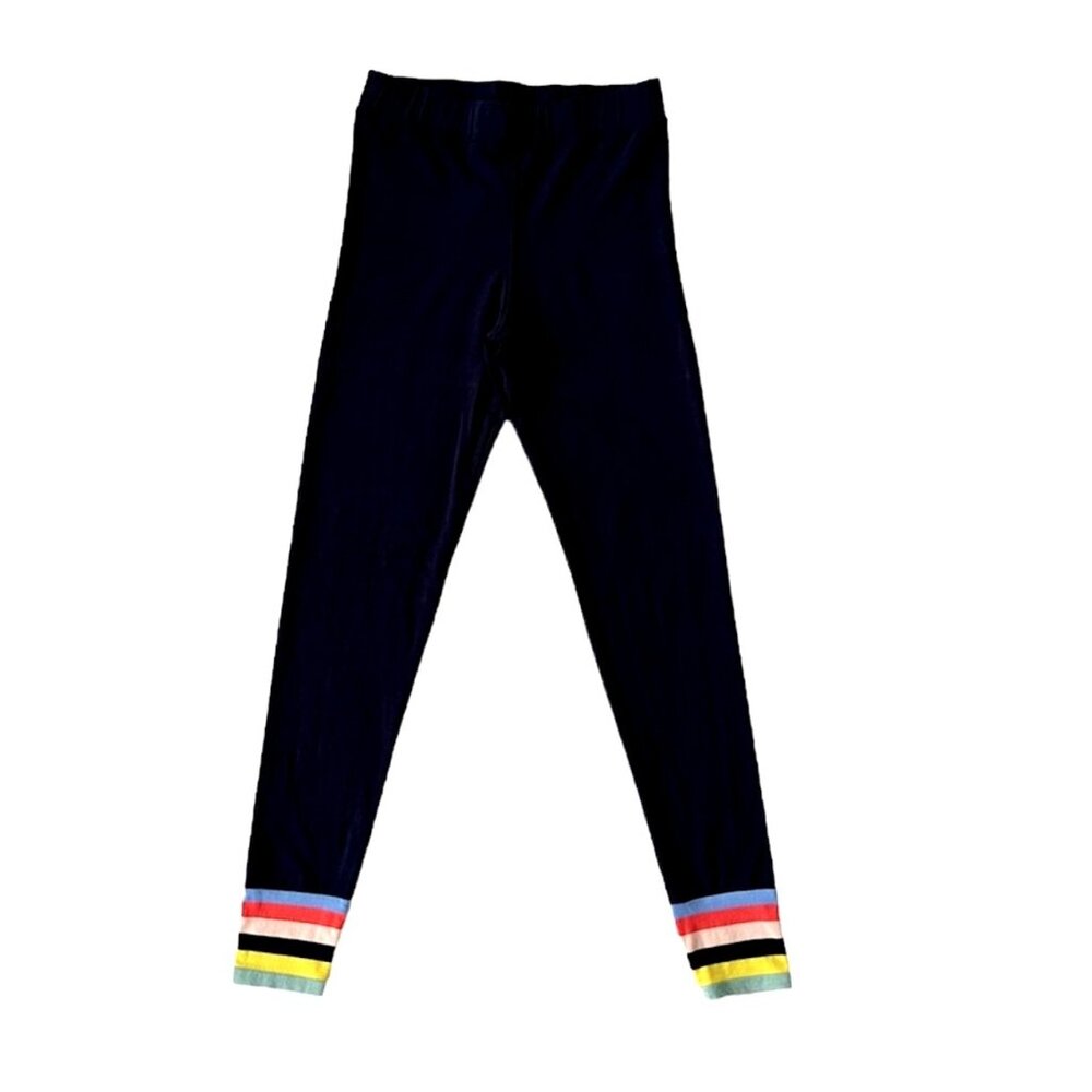 Boden Black Leggings with Vibrant Ankle Stripes